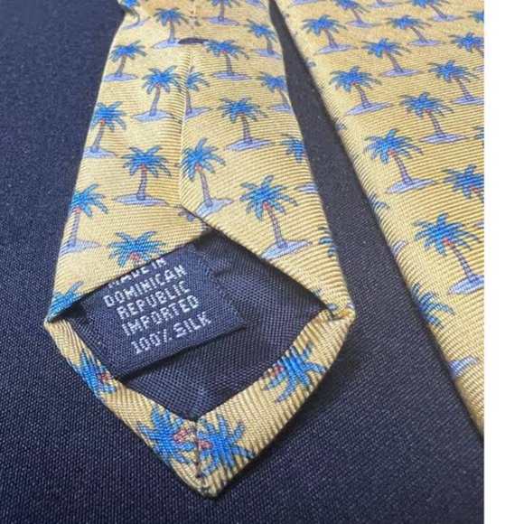 Vintage Silk Printed Palm Tree Tie in Sun - Picture 4 of 5